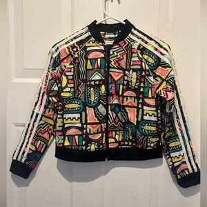 Adidas 3 Stripe Youth Multicolored zip front print Track Jacket Size Medium